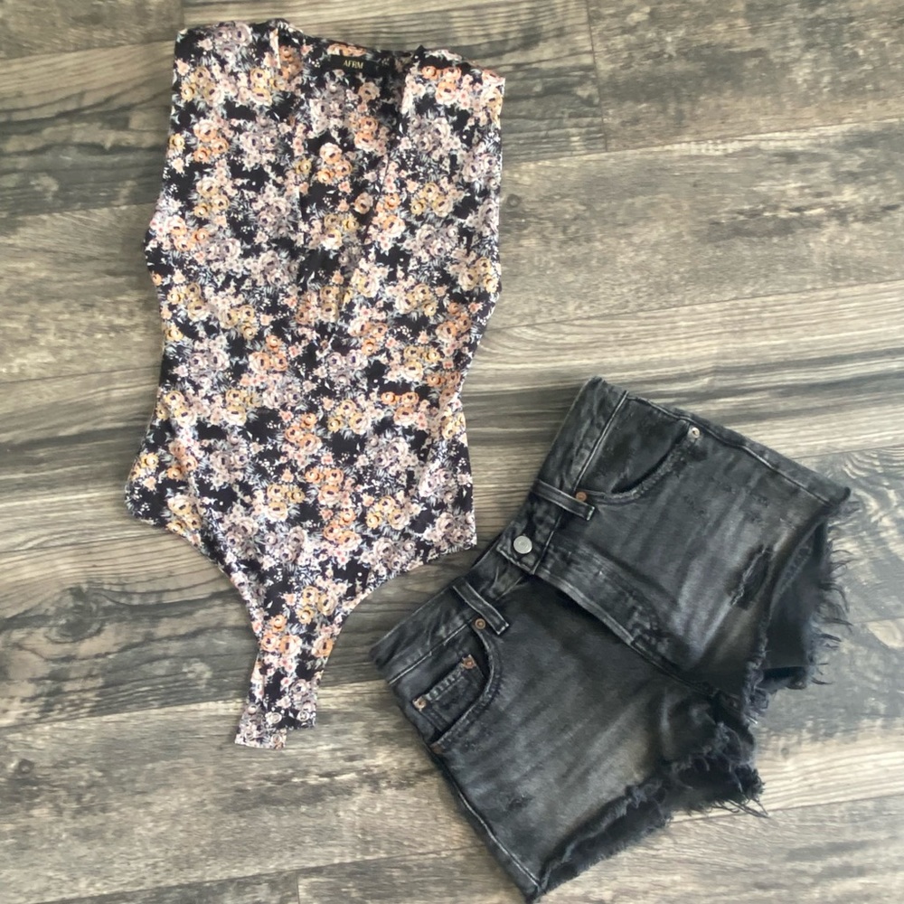 AFRM floral plunge bodysuit. XS